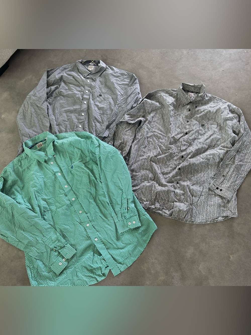 Cinch Men's Green and Black Patterned Button-Down Shirts - 3 Pack